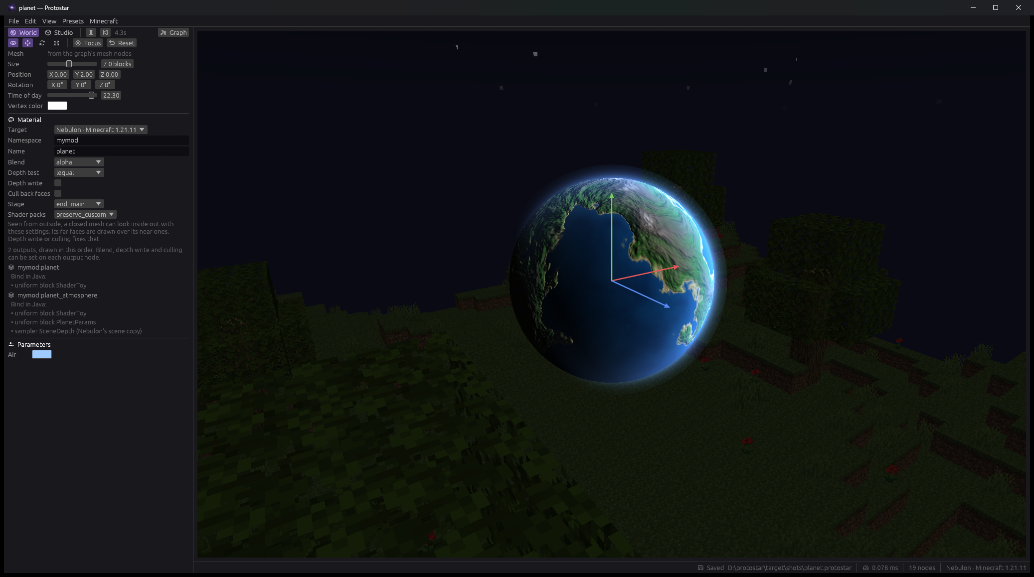 Planet preset in the Protostar preview
